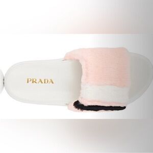Prada Shearling Platform Slides